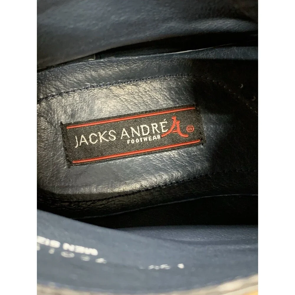 Jacks Andre Men's 10.5 Black Leather Gray Textile Chukka Boots Lug Sole Lace Up